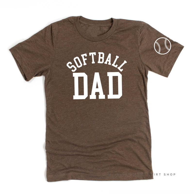 Softball Dad - Baseball Detail on Sleeve - Unisex Tee