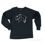 Buffalo - Hand Drawn - Long Sleeve Child Shirt Little Mama Shirt Shop