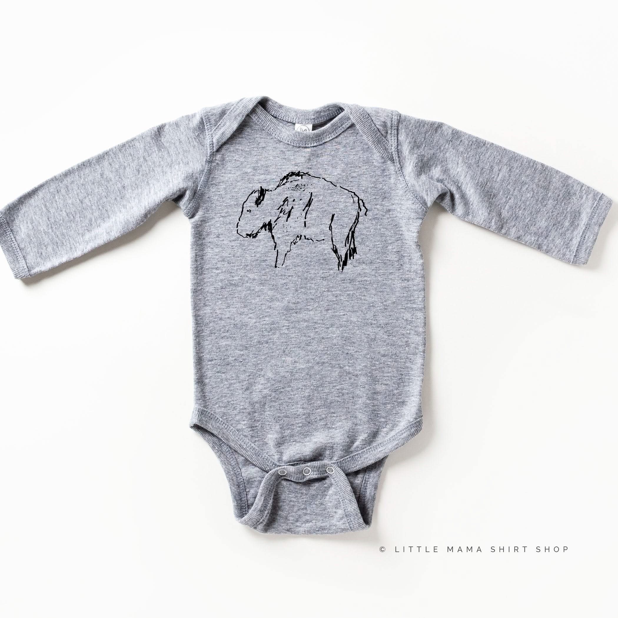Buffalo - Hand Drawn - Long Sleeve Child Shirt Little Mama Shirt Shop