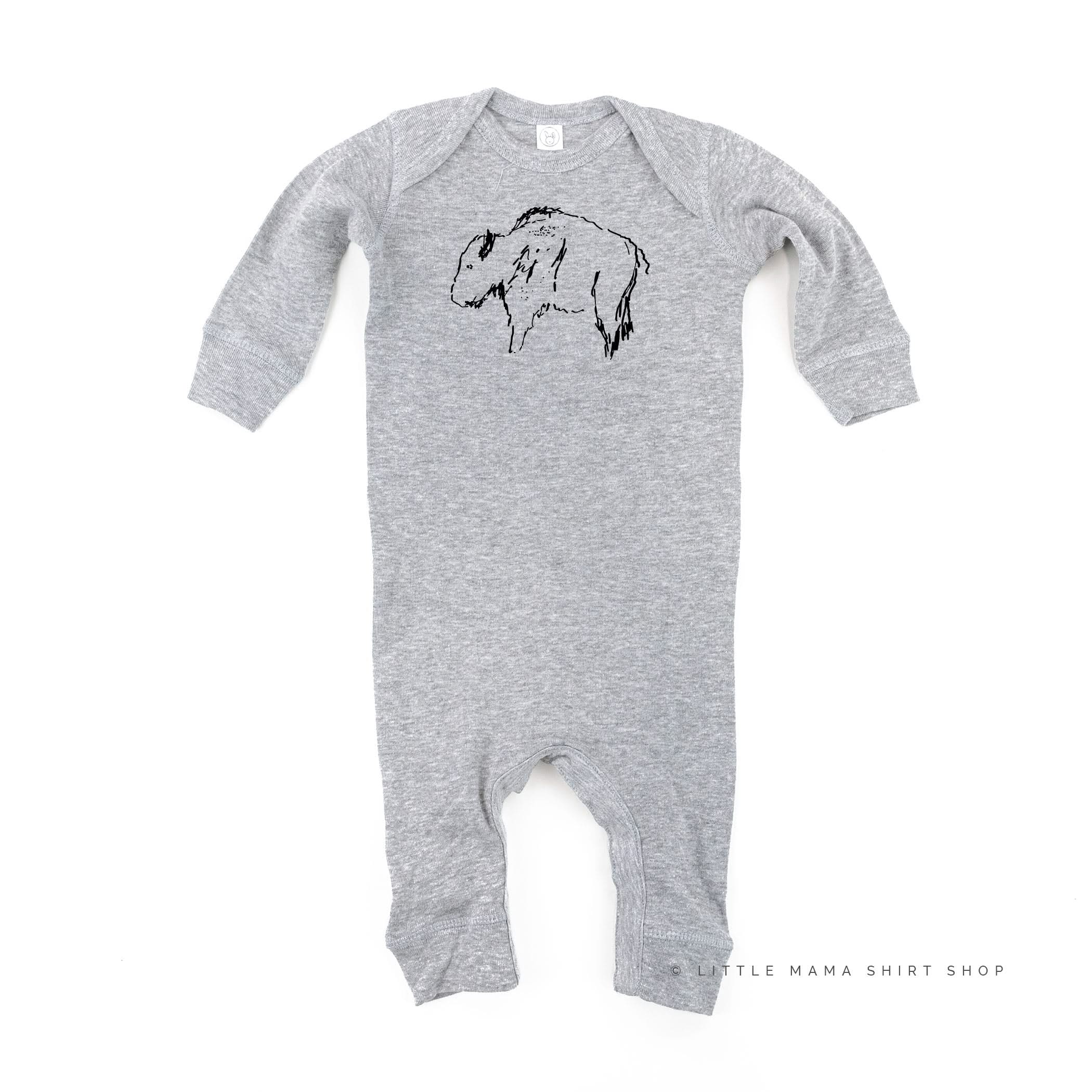Buffalo - Hand Drawn - One Piece Baby Sleeper Little Mama Shirt Shop