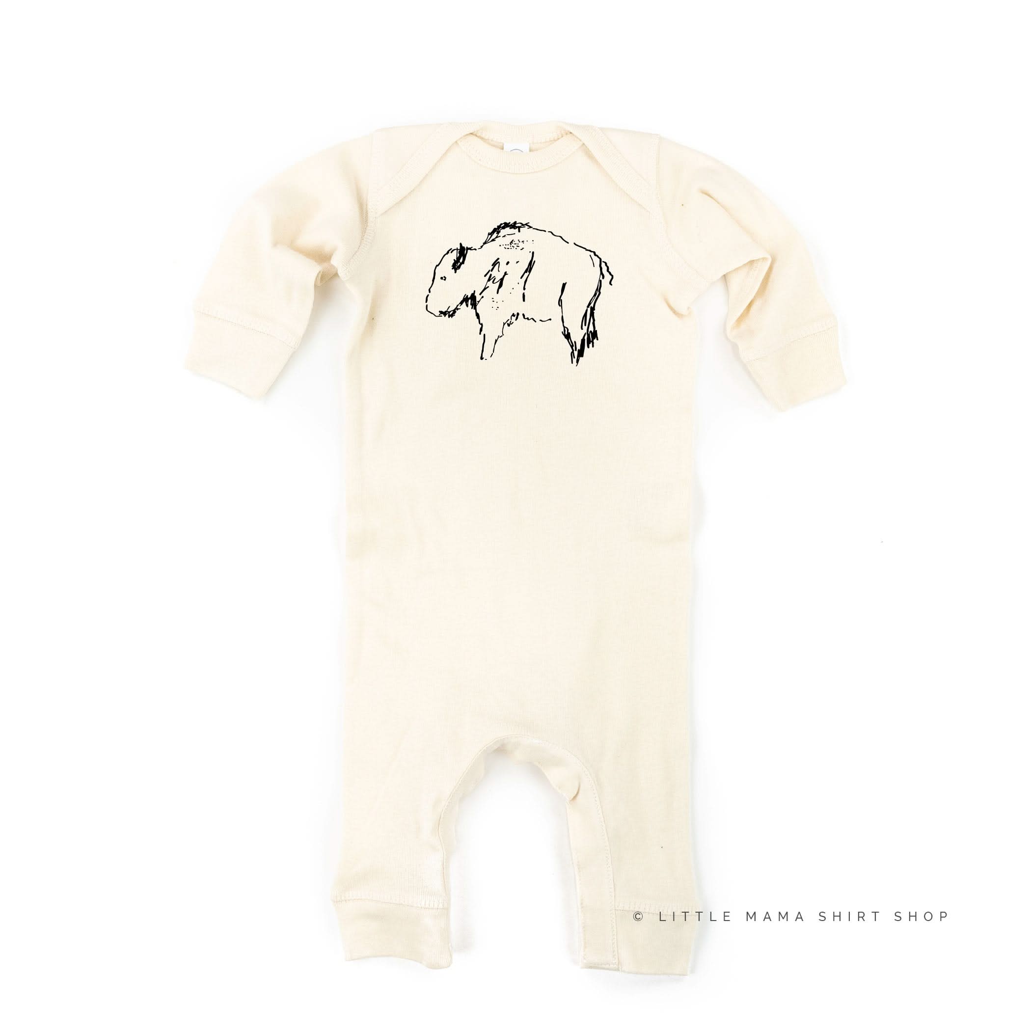Buffalo - Hand Drawn - One Piece Baby Sleeper Little Mama Shirt Shop