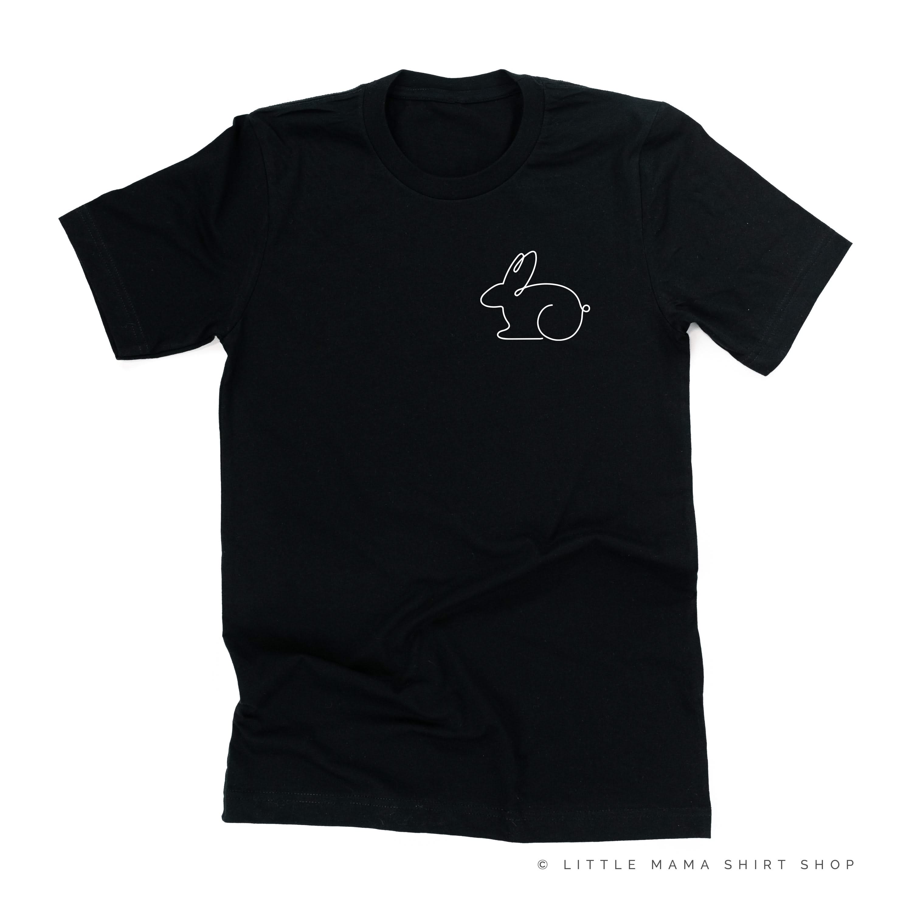 Outline Bunny (pocket) - Unisex Tee Little Mama Shirt Shop
