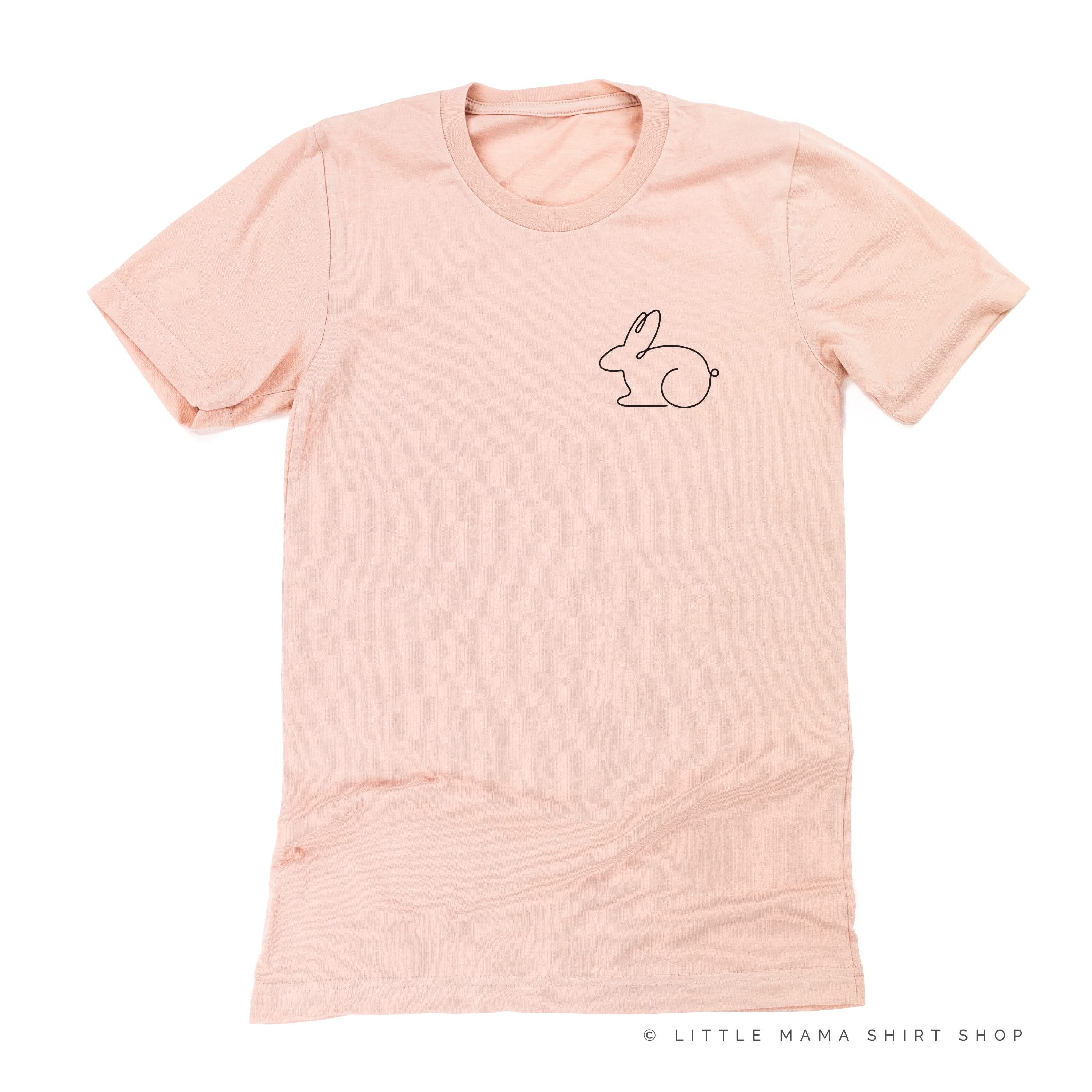 Outline Bunny (pocket) - Unisex Tee Little Mama Shirt Shop