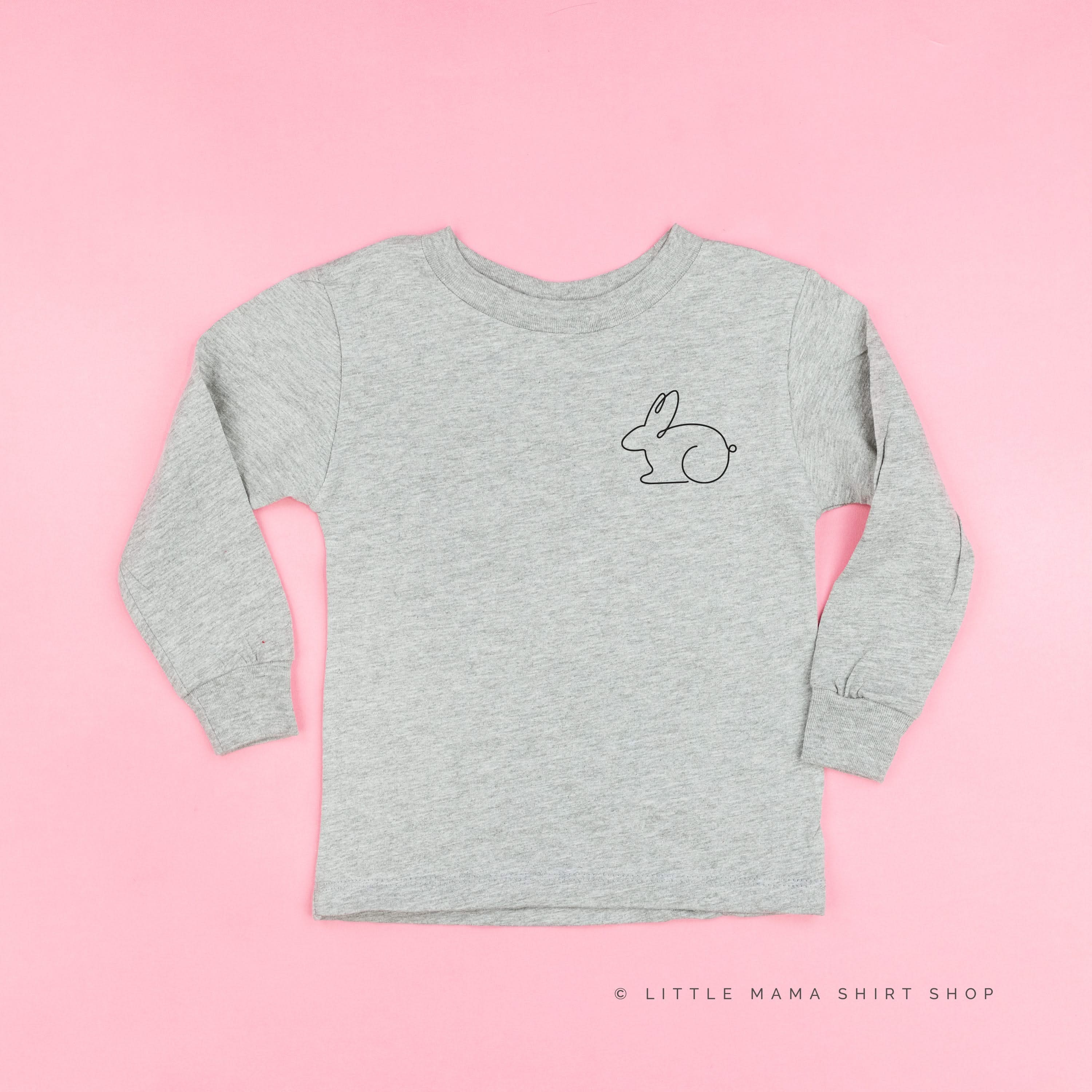Outline Bunny (pocket) - Child LONG SLEEVE Tee Little Mama Shirt Shop