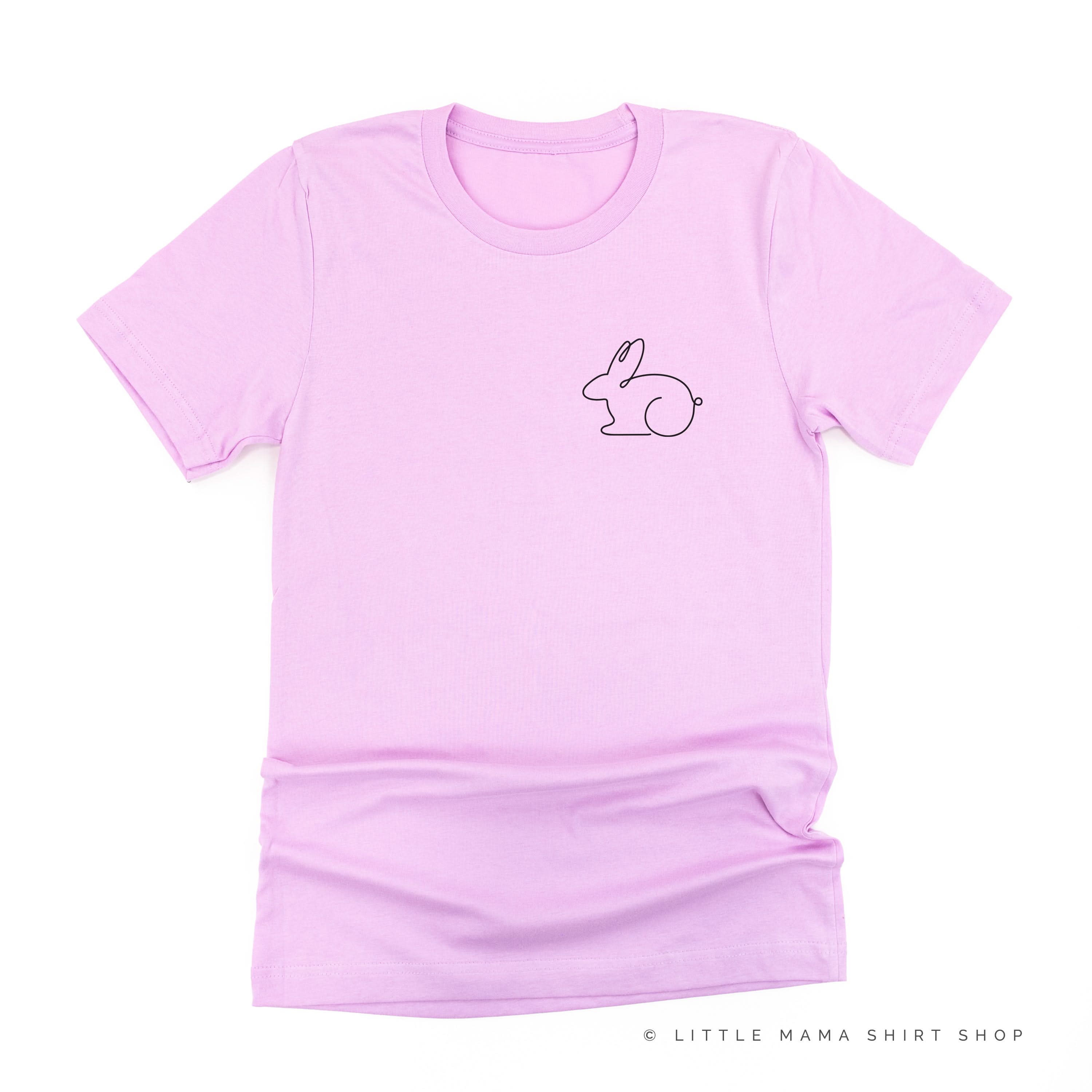 Outline Bunny (pocket) - Unisex Tee Little Mama Shirt Shop