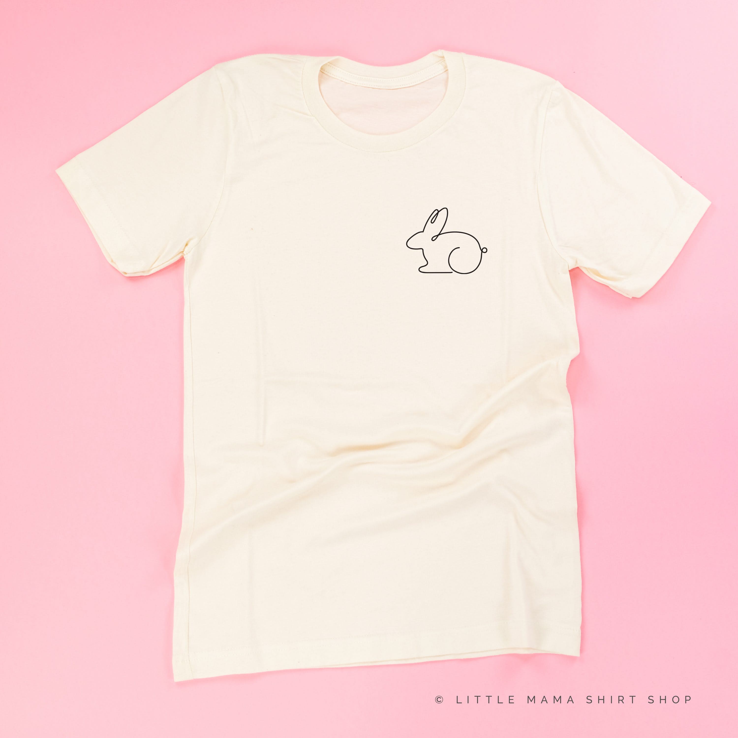 Outline Bunny (pocket) - Unisex Tee Little Mama Shirt Shop