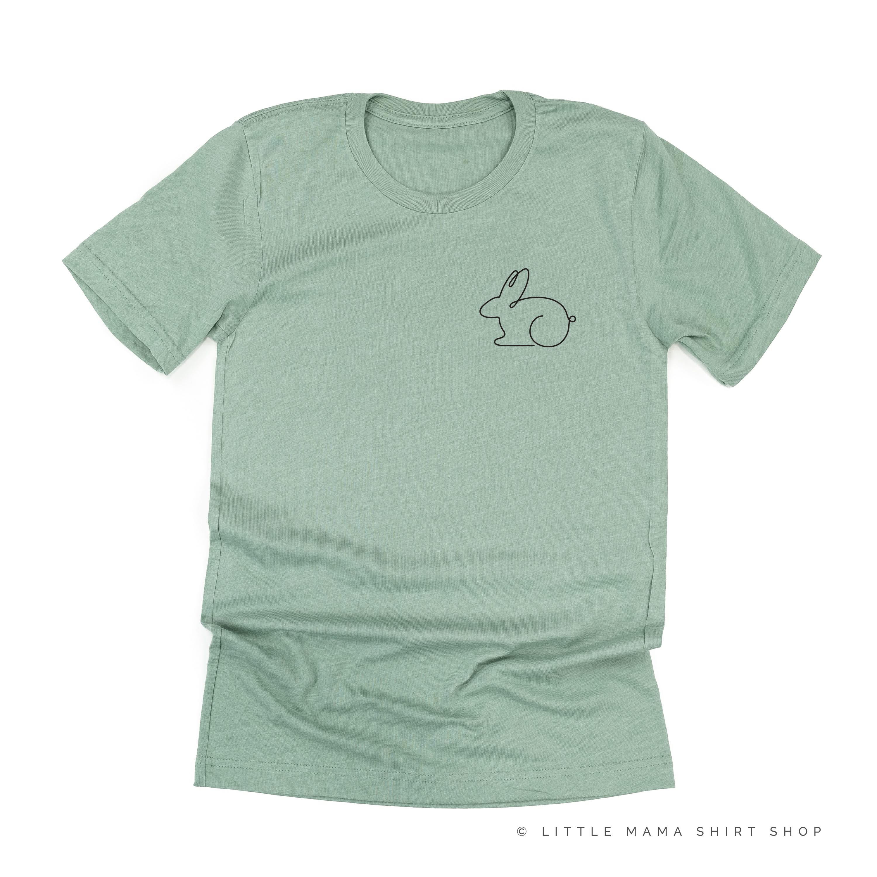 Outline Bunny (pocket) - Unisex Tee Little Mama Shirt Shop