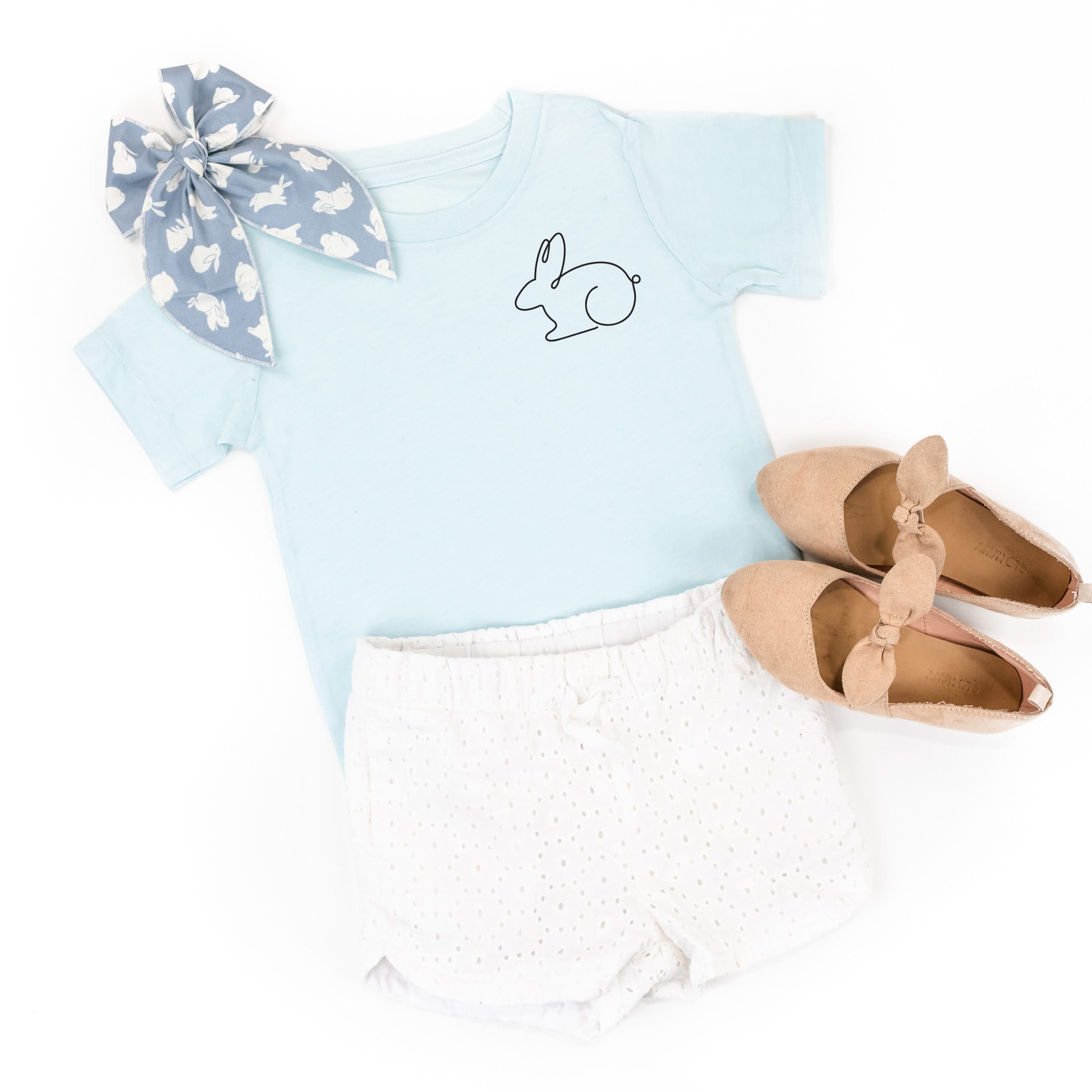 Outline Bunny (pocket) - Child Tee Little Mama Shirt Shop