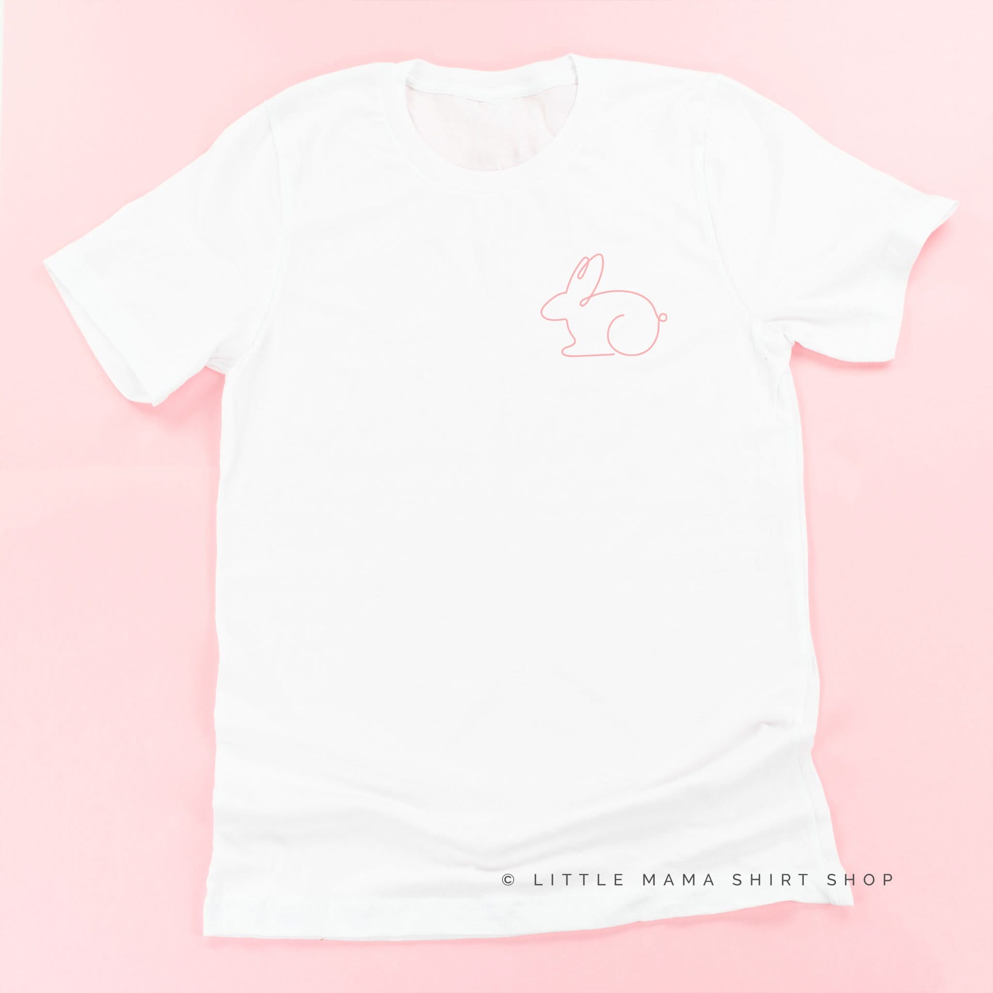 Outline Bunny (pocket) - Unisex Tee Little Mama Shirt Shop