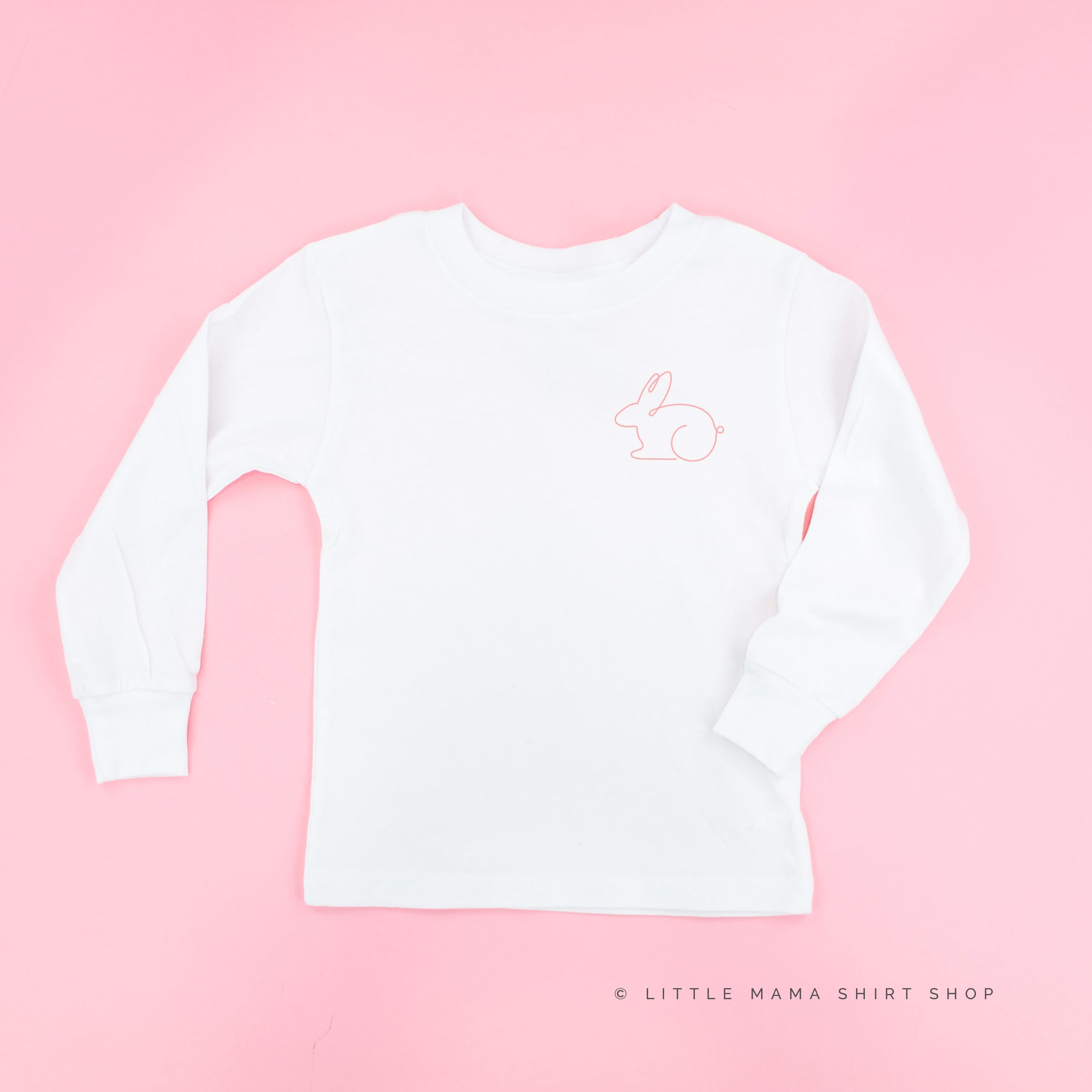 Outline Bunny (pocket) - Child LONG SLEEVE Tee Little Mama Shirt Shop