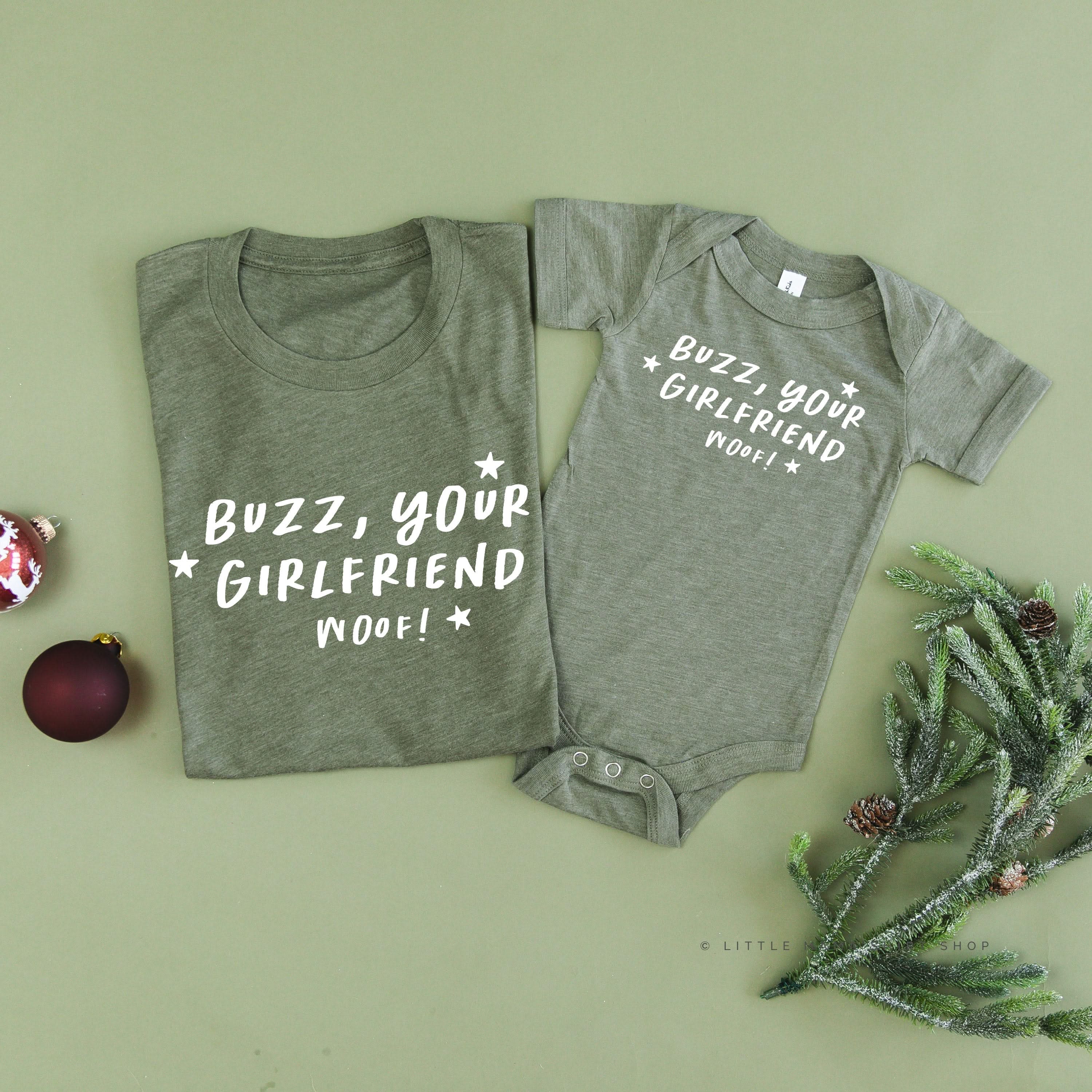 Buzz, Your Girlfriend Woof! - Set of 2 Unisex Tees Little Mama Shirt Shop