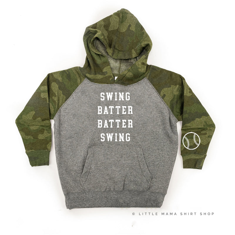 Swing Batter Batter Swing - Baseball Detail on Sleeve - CHILD HOODIE