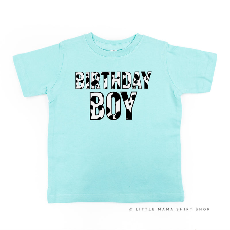 BIRTHDAY BOY - Cow Print - Short Sleeve Child Shirt