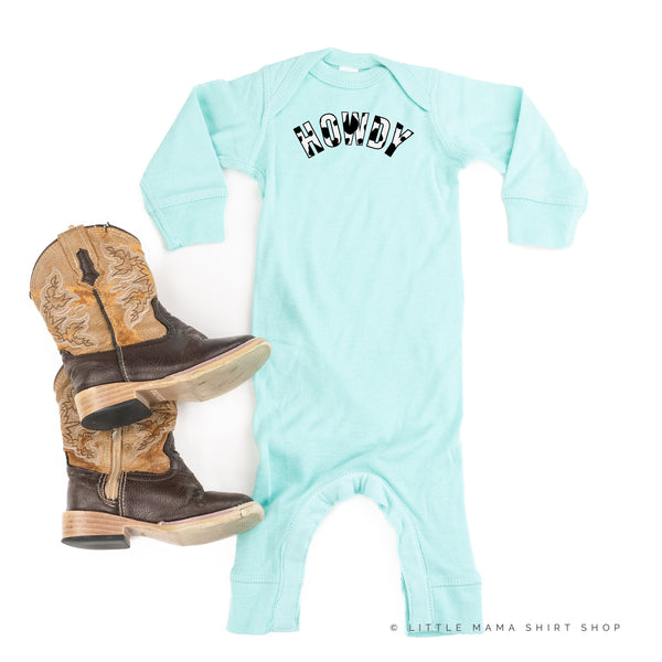 HOWDY - Cow Print - One Piece Baby Sleeper