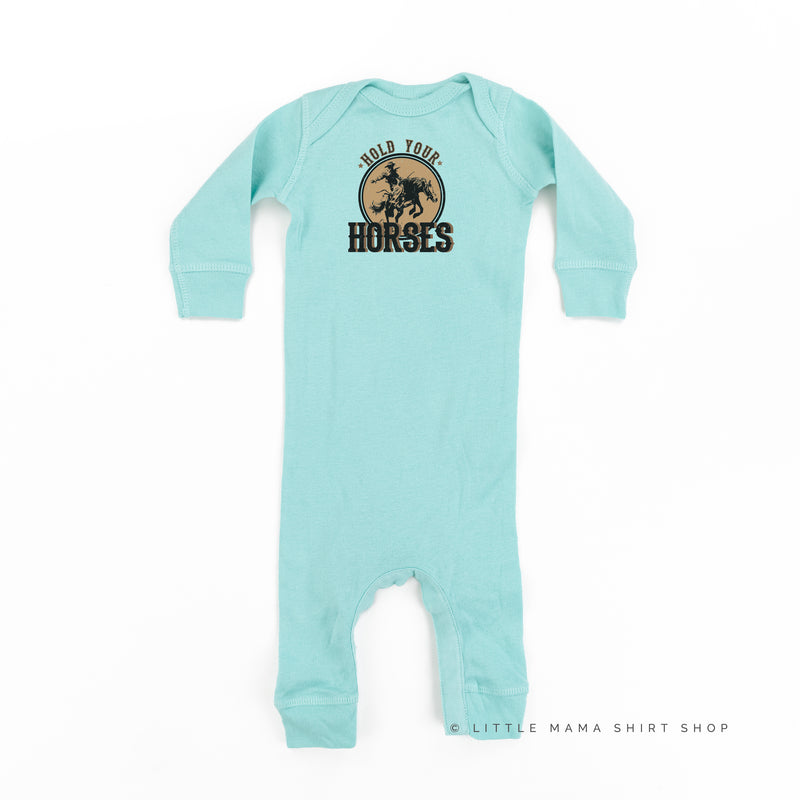 Hold Your Horses - Distressed Design - One Piece Baby Sleeper