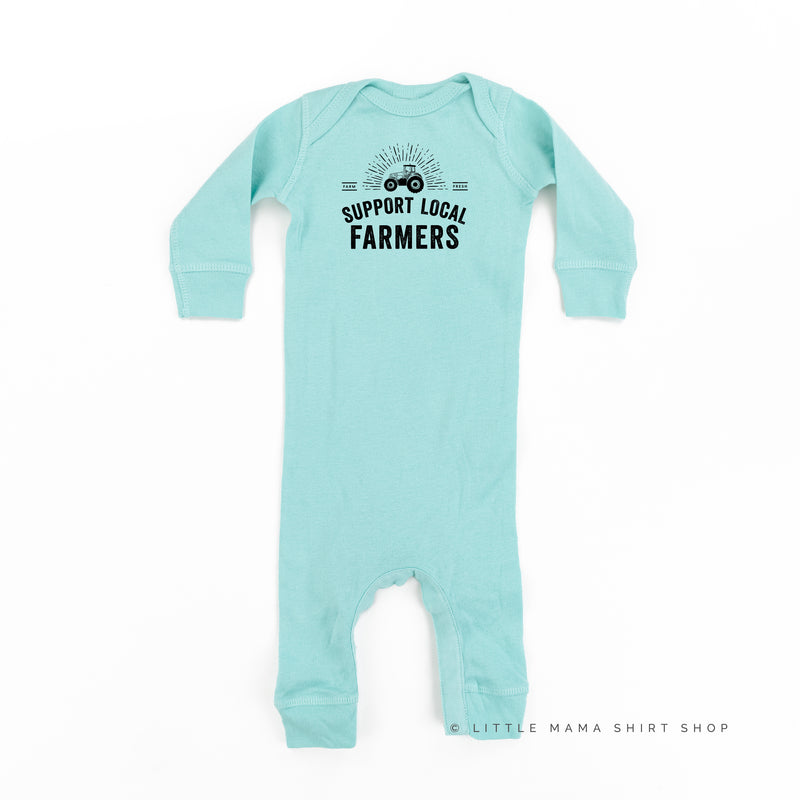 Support Local Farmers - Distressed Design - One Piece Baby Sleeper