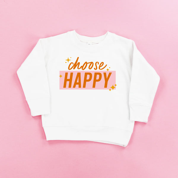 Choose Happy - Pink+Orange Sparkle - Child Sweater