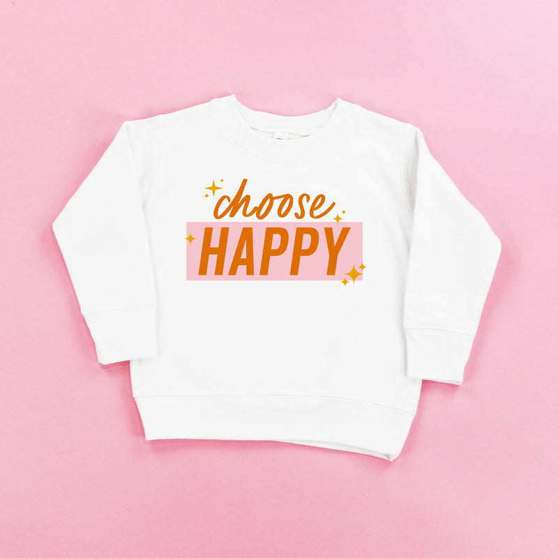 Choose Happy - Pink+Orange Sparkle - Child Sweater