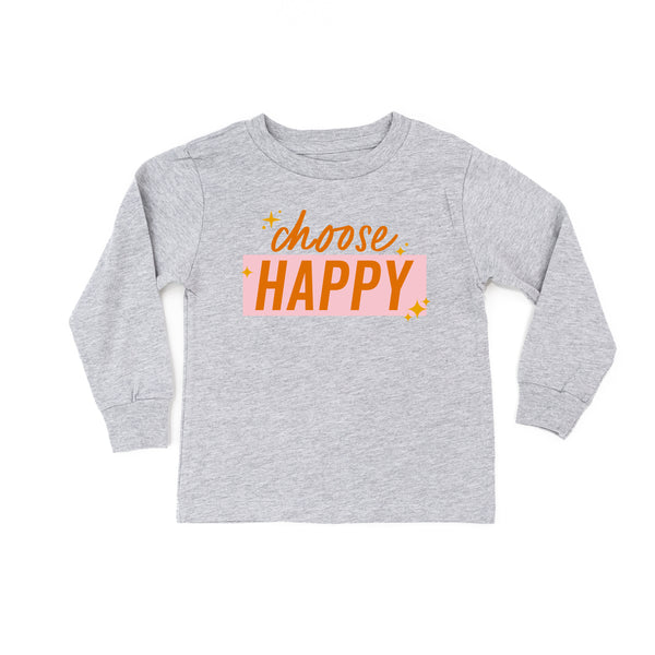 Choose Happy - Pink+Orange Sparkle - Long Sleeve Child Shirt