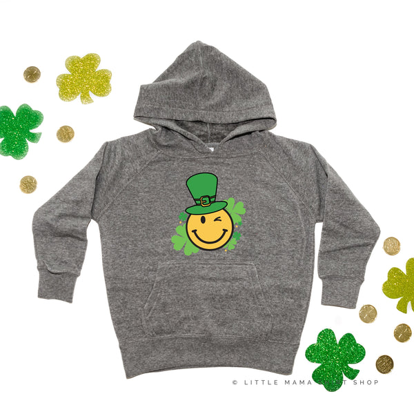 Leprechaun Smiley w/ Shamrocks - Child Hoodie