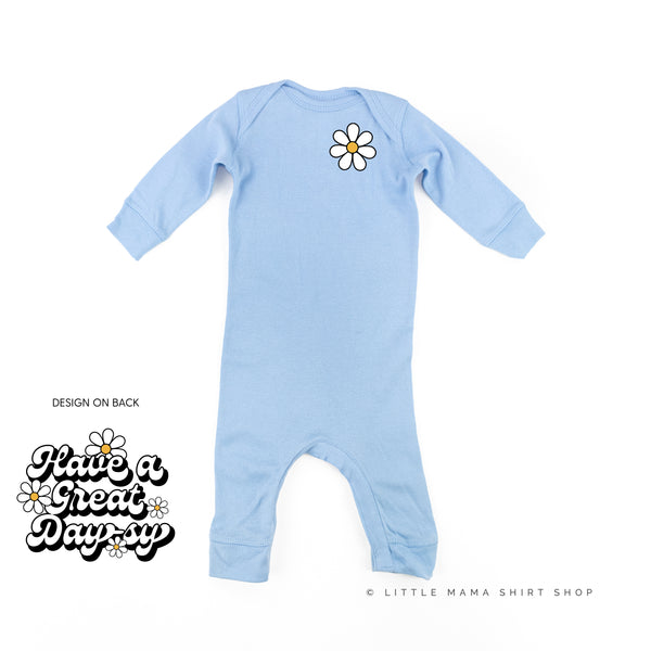 Pocket Daisy on Front w/ Have a Great Daysy on Back - One Piece Baby Sleeper