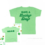 4 Shamrocks - Have a Lucky Day (f&b) - Child Tee Little Mama Shirt Shop