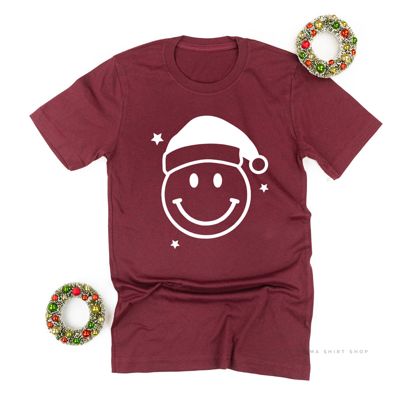 Santa Hat - Smiley Face - Unisex Tee