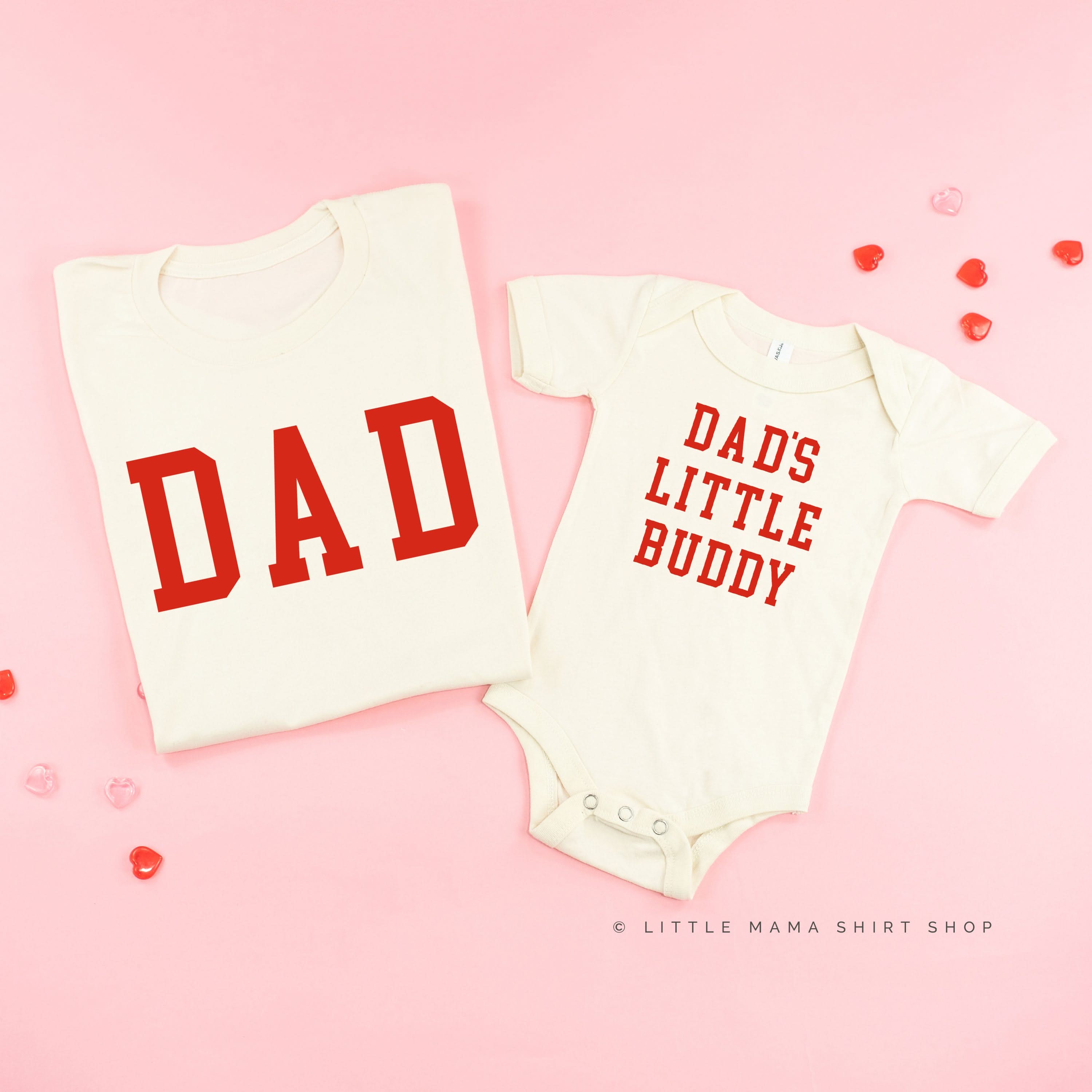 Dad - Varsity Straight Line / Dad's Little Buddy - Set of 2 Tees Little Mama Shirt Shop