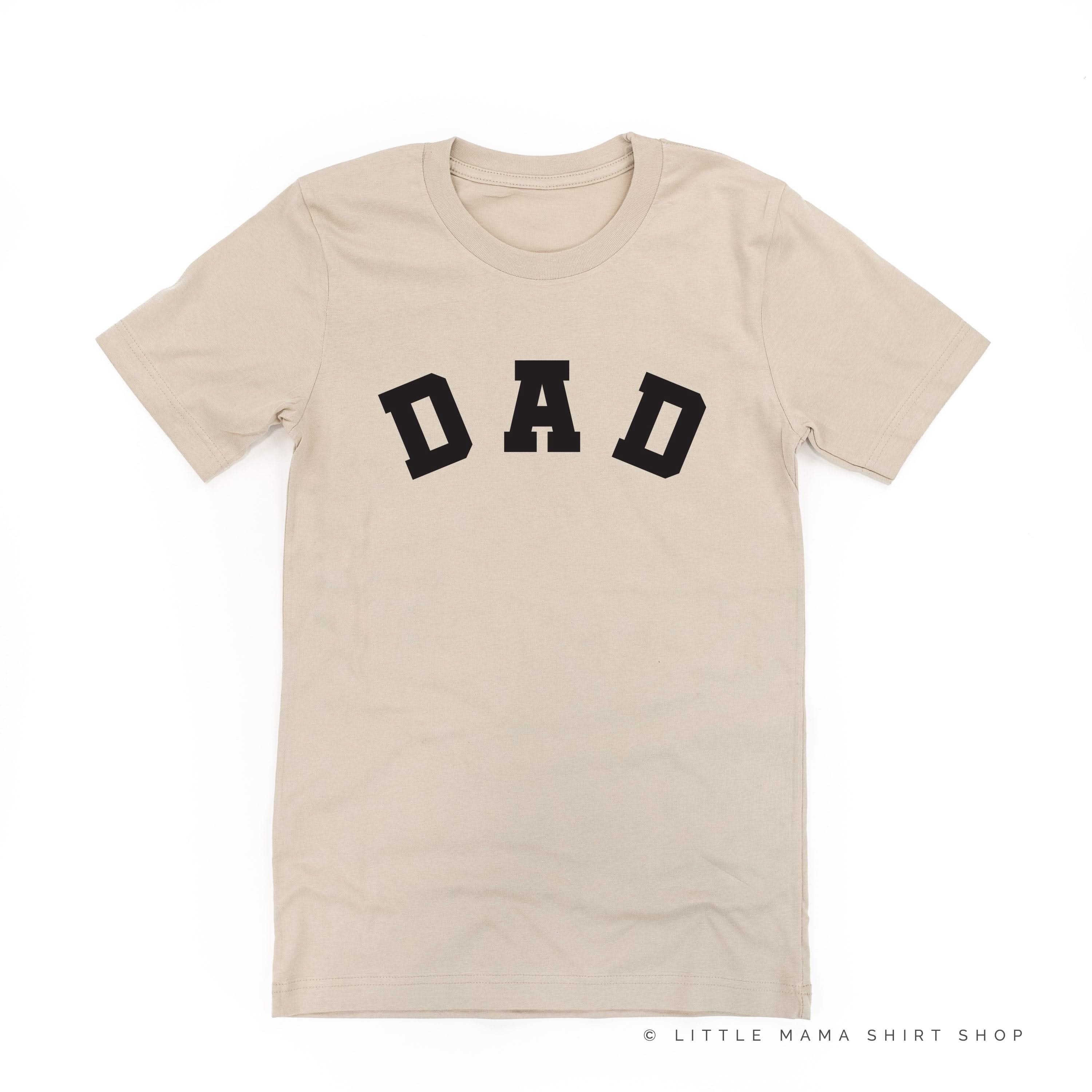 DAD - Arched Varsity - Unisex Tee Little Mama Shirt Shop