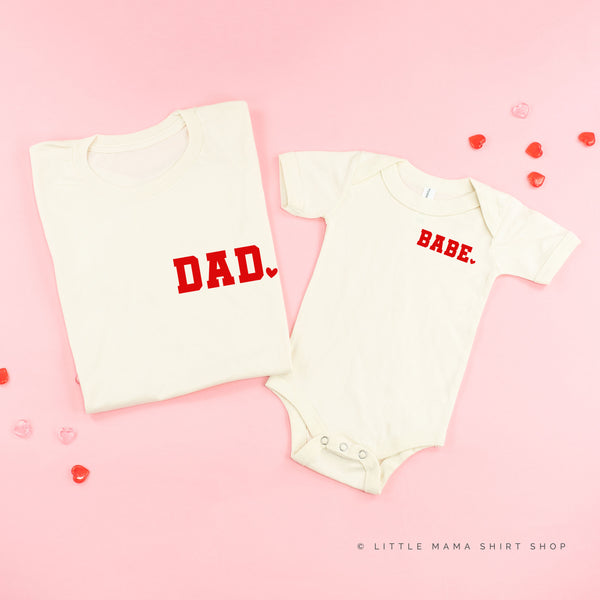 Varsity Heart - Dad/Babe (pocket) - Set of 2 Tees