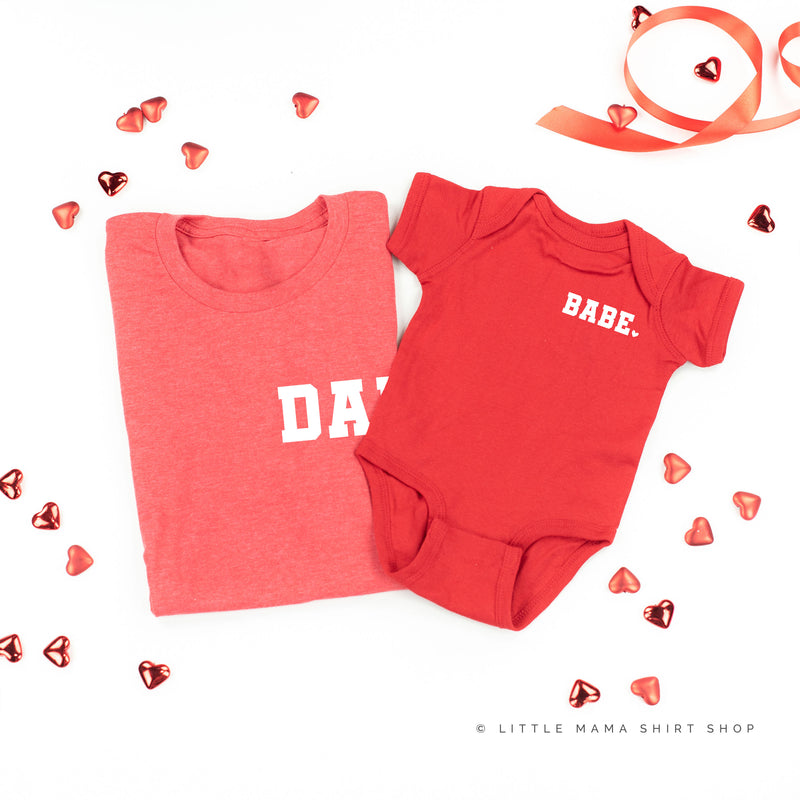 Varsity Heart - Dad/Babe (pocket) - Set of 2 Tees