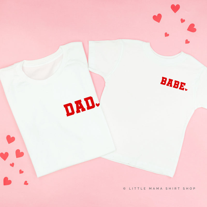 Varsity Heart - Dad/Babe (pocket) - Set of 2 Tees