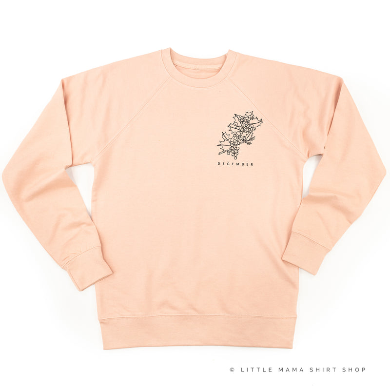 DECEMBER BIRTH FLOWER - Holly -pocket -  Lightweight Pullover Sweater