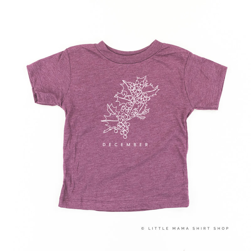 DECEMBER BIRTH FLOWER - Holly - Short Sleeve Child Shirt