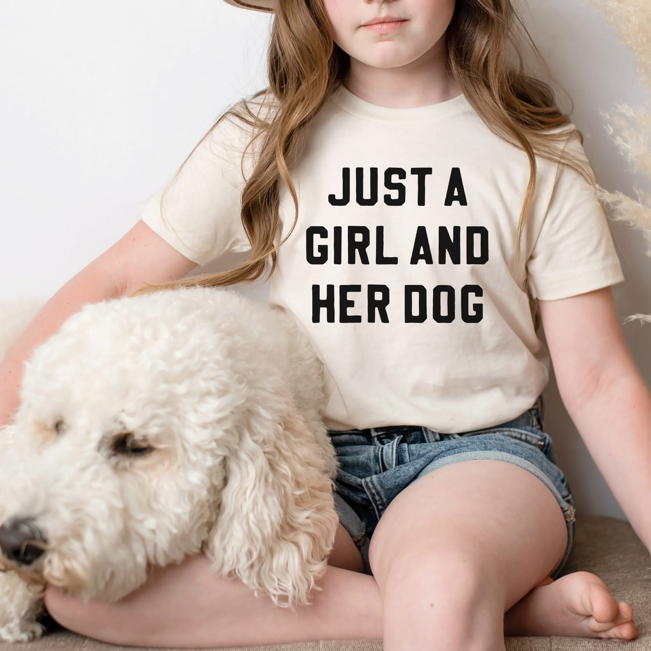 Just a Girl and Her Dog - Short Sleeve Child Shirt Little Mama Shirt Shop