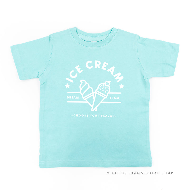 ICE CREAM DREAM TEAM - 5 ACROSS ON BACK - Short Sleeve Child Shirt