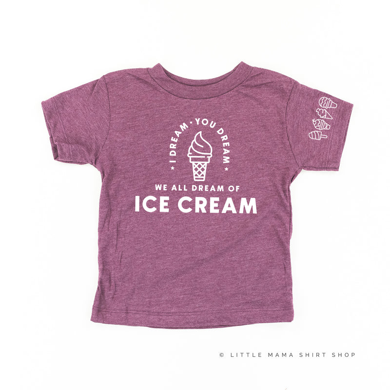 I DREAM OF ICE CREAM - Ice Cream Sleeve Detail - Short Sleeve Child Shirt