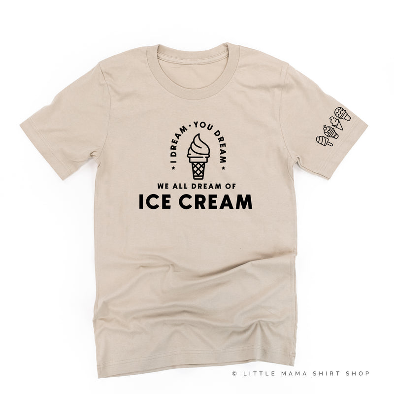I DREAM OF ICE CREAM - Ice Cream Sleeve Detail - Unisex Tee