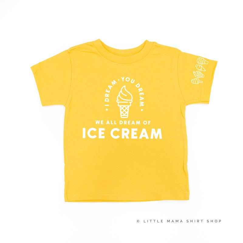 I DREAM OF ICE CREAM - Ice Cream Sleeve Detail - Short Sleeve Child Shirt