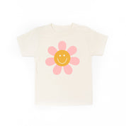 Pink Petals w/ Smile Center - Full Size Design on Front - Short Sleeve Child Shirt Little Mama Shirt Shop
