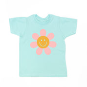 Pink Petals w/ Smile Center - Full Size Design on Front - Short Sleeve Child Shirt Little Mama Shirt Shop