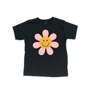 Pink Petals w/ Smile Center - Full Size Design on Front - Short Sleeve Child Shirt Little Mama Shirt Shop