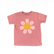 Pink Petals w/ Smile Center - Full Size Design on Front - Short Sleeve Child Shirt Little Mama Shirt Shop