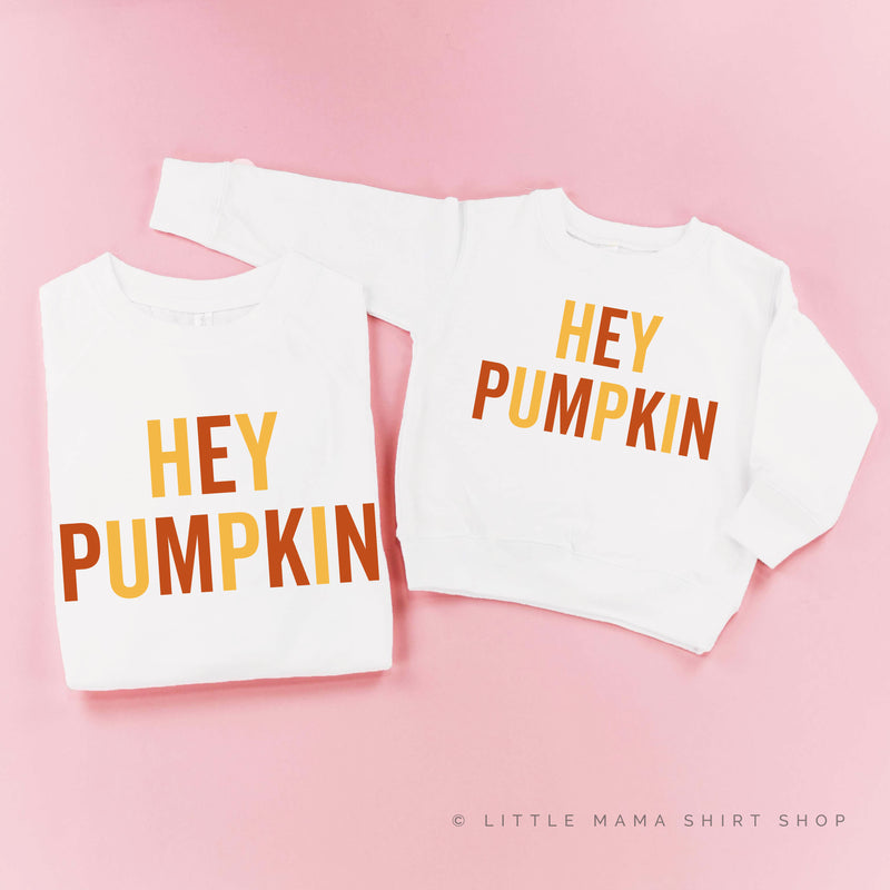 HEY PUMPKIN - BLOCK FONT - Set of 2 Matching Sweaters