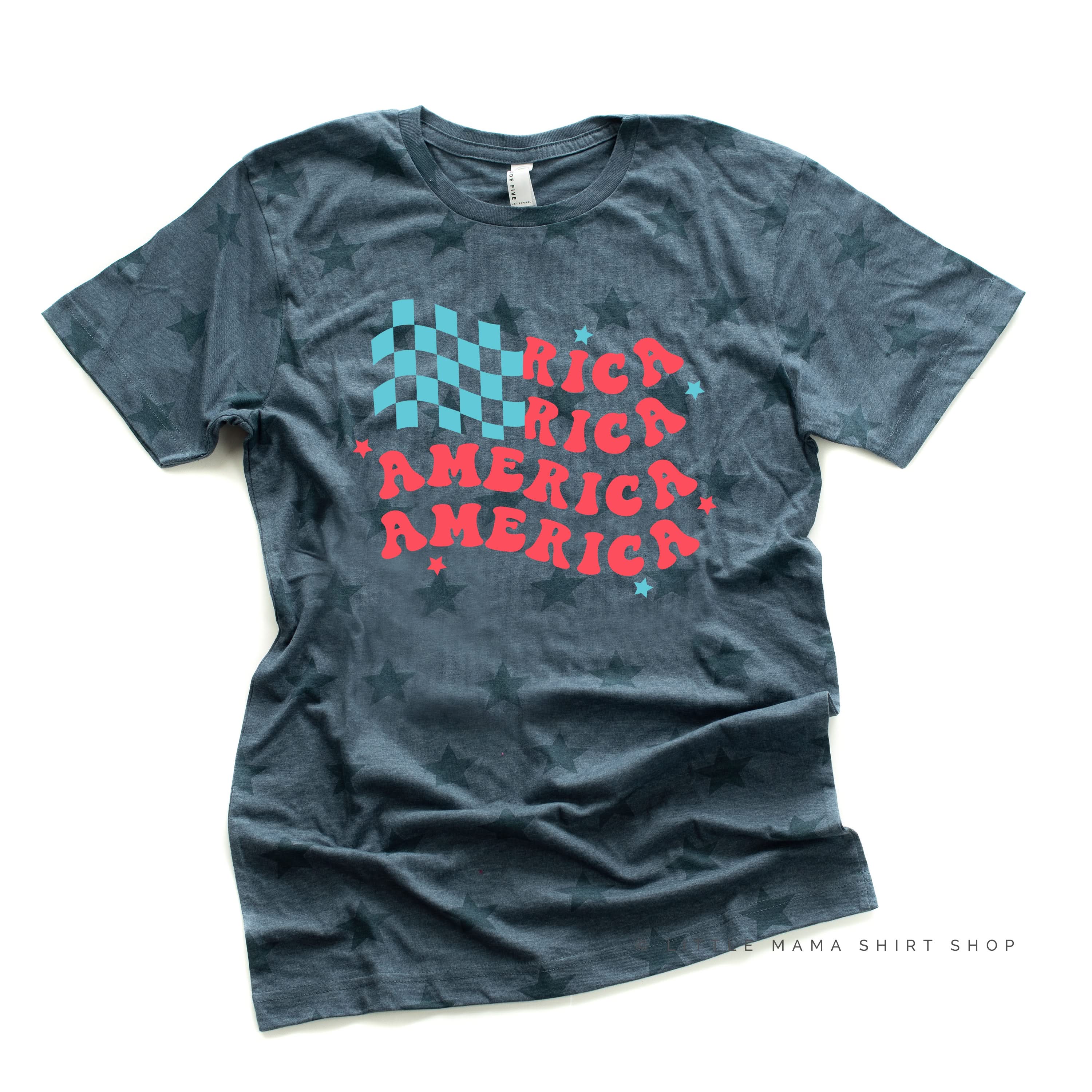 America Checkers Flag - Unisex STAR Tee