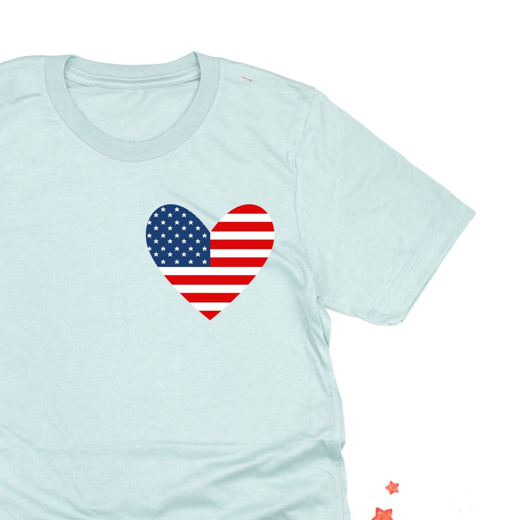 USA HEART FLAG - POCKET DESIGN - Unisex Tee Little Mama Shirt Shop