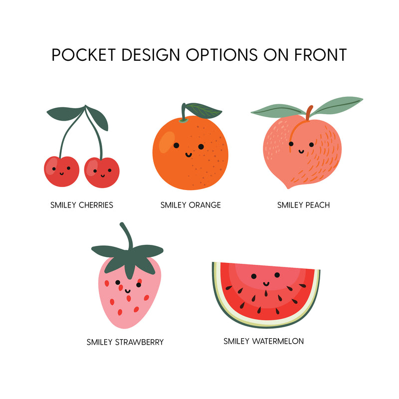 Pocket Fruit (Front) w/ Group of Smiley Fruit (Back) - Lightweight Pullover Sweater