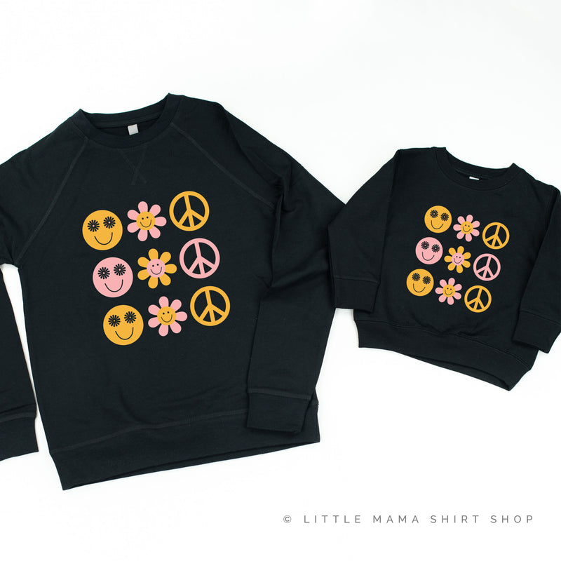 3x3 - RETRO HAPPY FLOWERS - Set of 2 Matching Sweaters