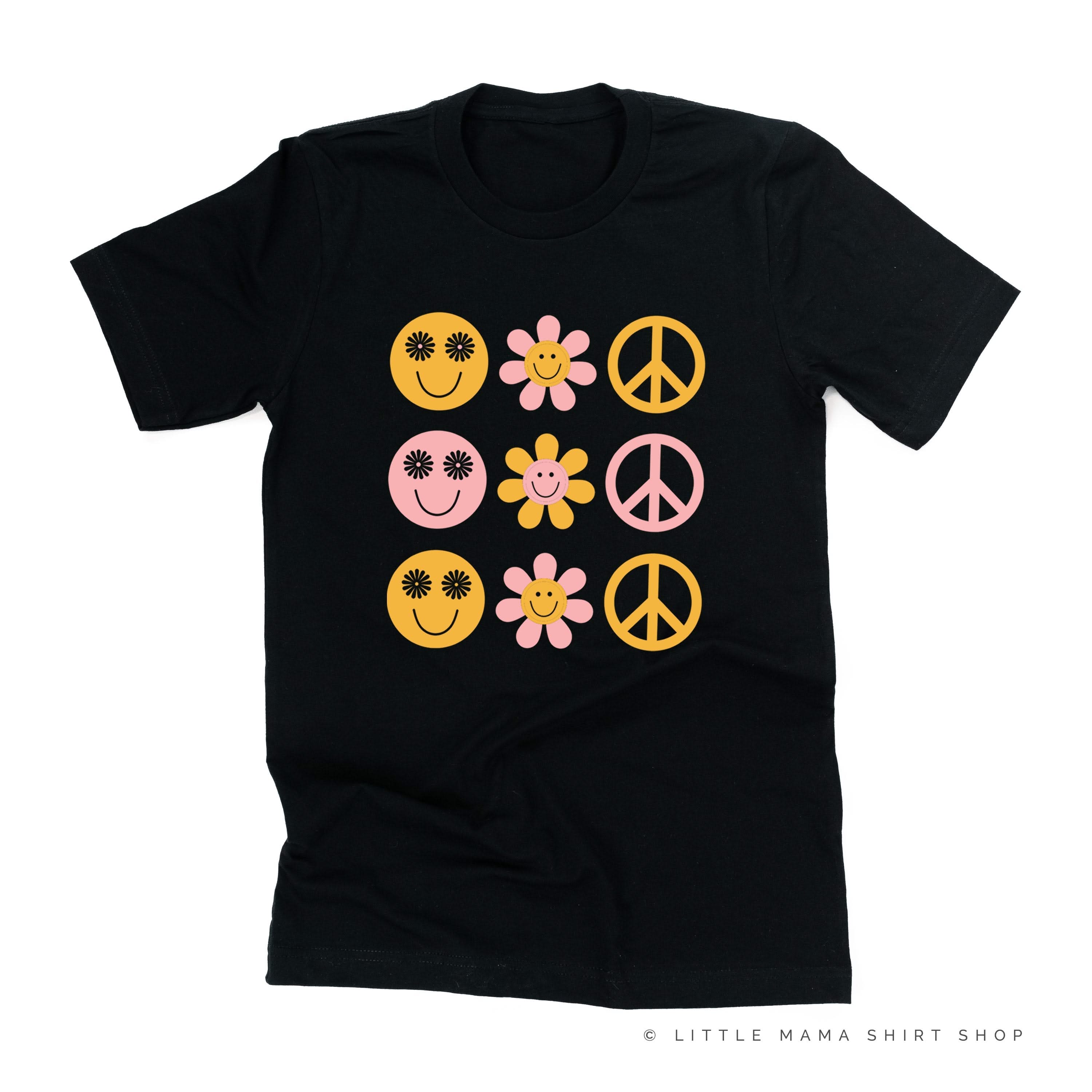 3x3 - RETRO HAPPY FLOWERS - Unisex Tee Little Mama Shirt Shop