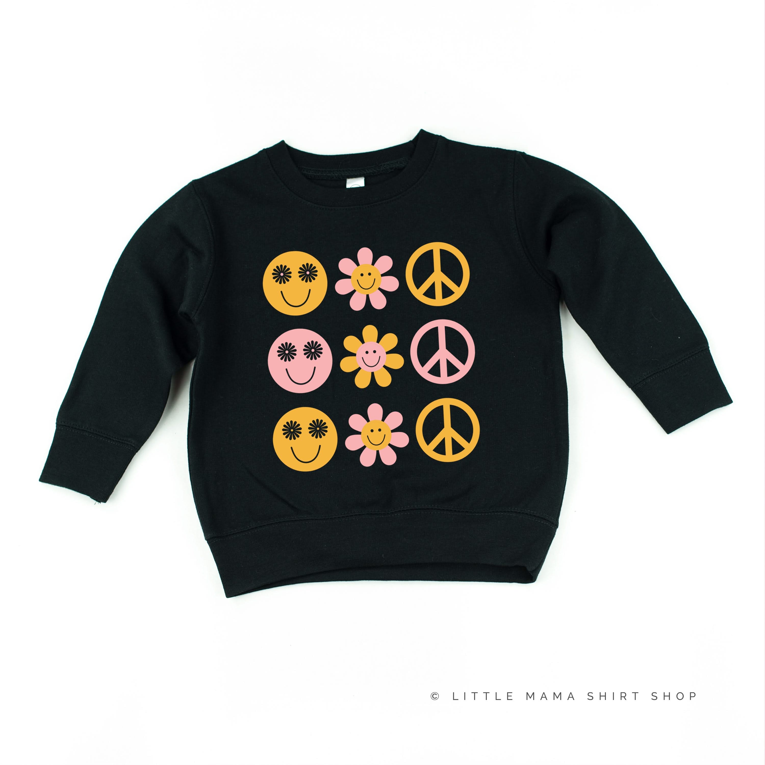 3x3 - RETRO HAPPY FLOWERS - Child Sweater Little Mama Shirt Shop